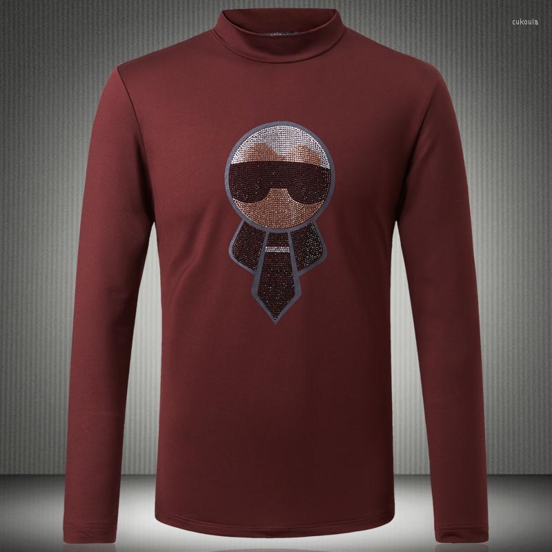 

Men's T Shirts T-shirts Men Brand Designer Big Size 5XL 2023 Autumn Winter Thick Male Tshirt Cartoon Long Sleeve O-neck Shirt 8334, 8337 black