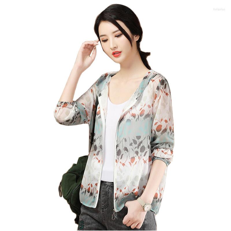 

Women's Jackets Summer 2023 Women Jacket Fashion Hooded Long Sleeve Print Sun Protection Clothing Female Windbreaker Tops Loose Zipper Coat, Pink