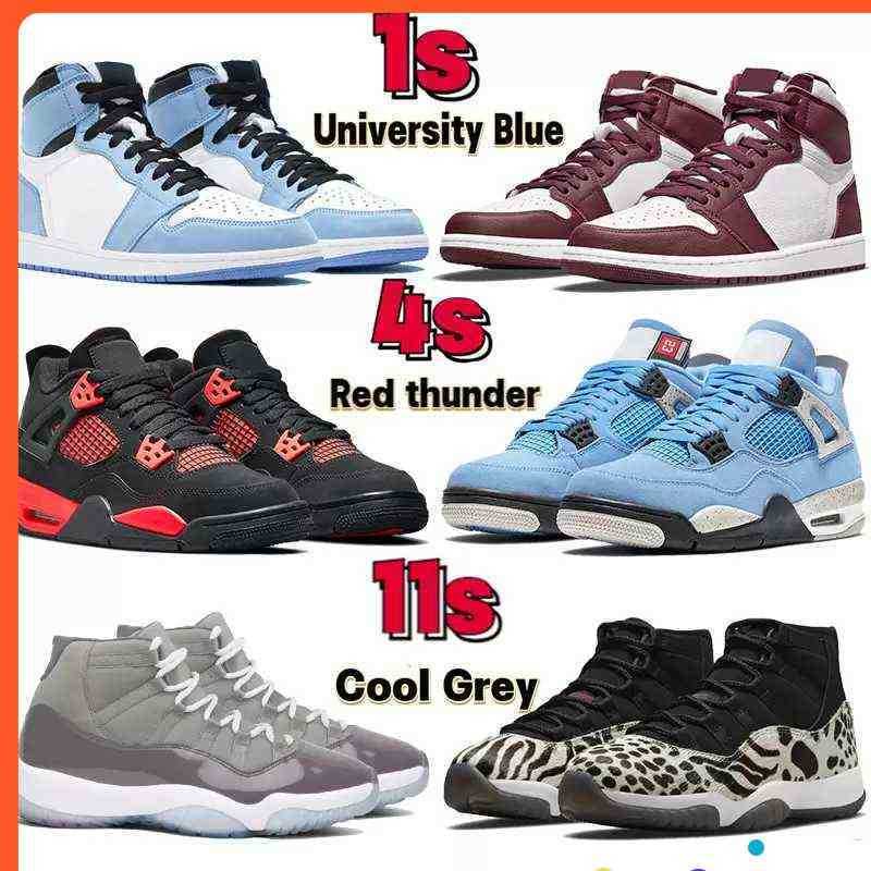 

Top Basketball 2022 shoes 1 1s University Blue bordeaux 4 4s red thunder 11 11s cool grey animal instinct Dark Mocha black cat men women