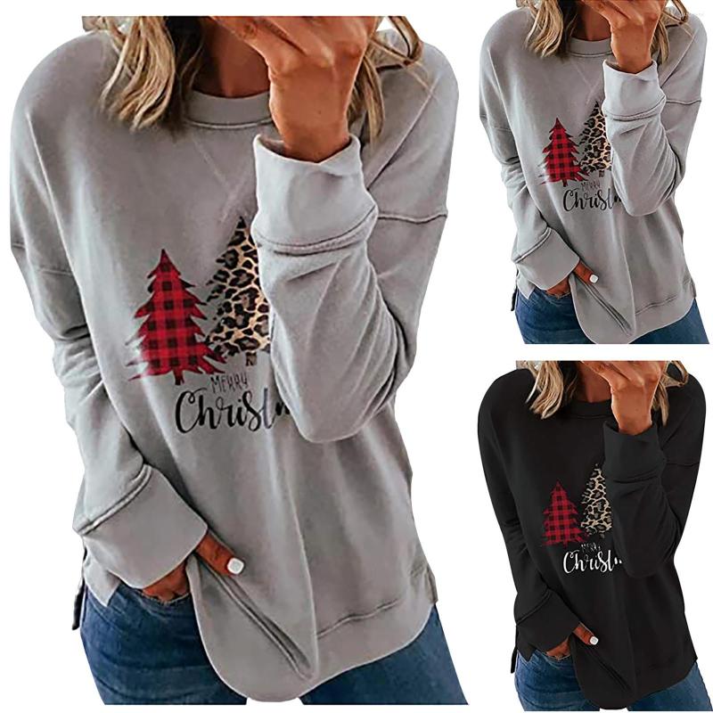 

Men' T Shirts Autumn Winter T-shirt Christmas Casual Print O-Neck Tees Creativity Ladies Loose Women Long Sleeve Oversize Tops, Bk