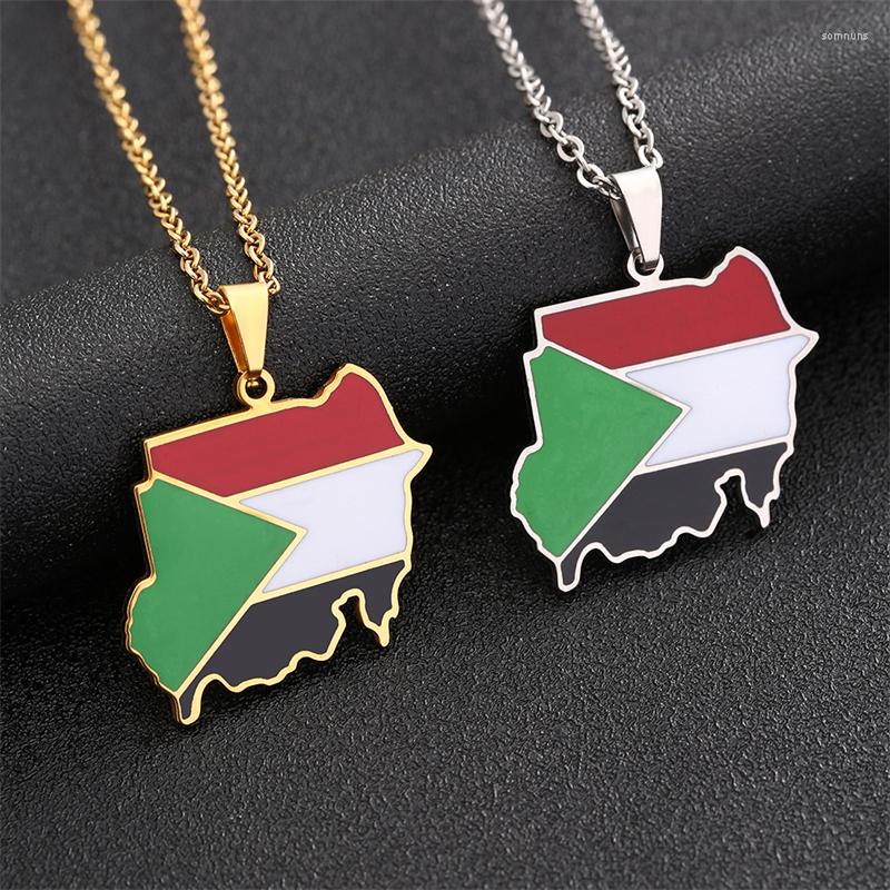 

Chains The Republic Of South Sudan Map Flag Pendant Necklaces Silver Color/Gold Color Enamel Jewelry Sudanese Maps Ethnic Gifts