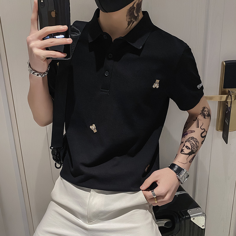 

Men's T-Shirts Embroidery Polo T Shirts for Men Summer Design Business Short Sleeve Top Quality Mens Clothing Casual Tops Para Hombre 230313, White