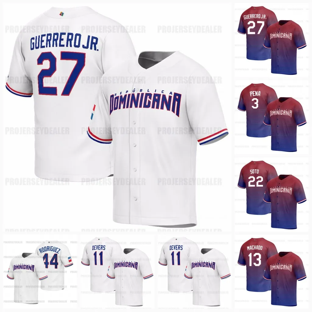 

CUSTOM Team Dominican Republic 2023 World Baseball Classic Jersey WBC Vladimir Guerrero Jr. Manny Machado Juan Soto Julio Rodriguez Eloy Jim, 2023 red