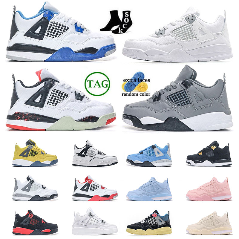 

Kid shoes jmpman 4 4s Young boy young girls Training shoes Analyzes DIY Sophomore Album Sail Fire Red Bred Athletic Outdoor Baby designer sneaker, 1 (3)