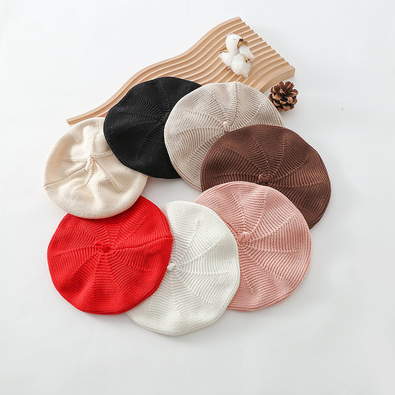 

Caps Hats MILANCEL Autumn Baby Hat Knitting Berets Cotton Girls Cap Solid bron Hat Korean Girls Hat 230313, Brown