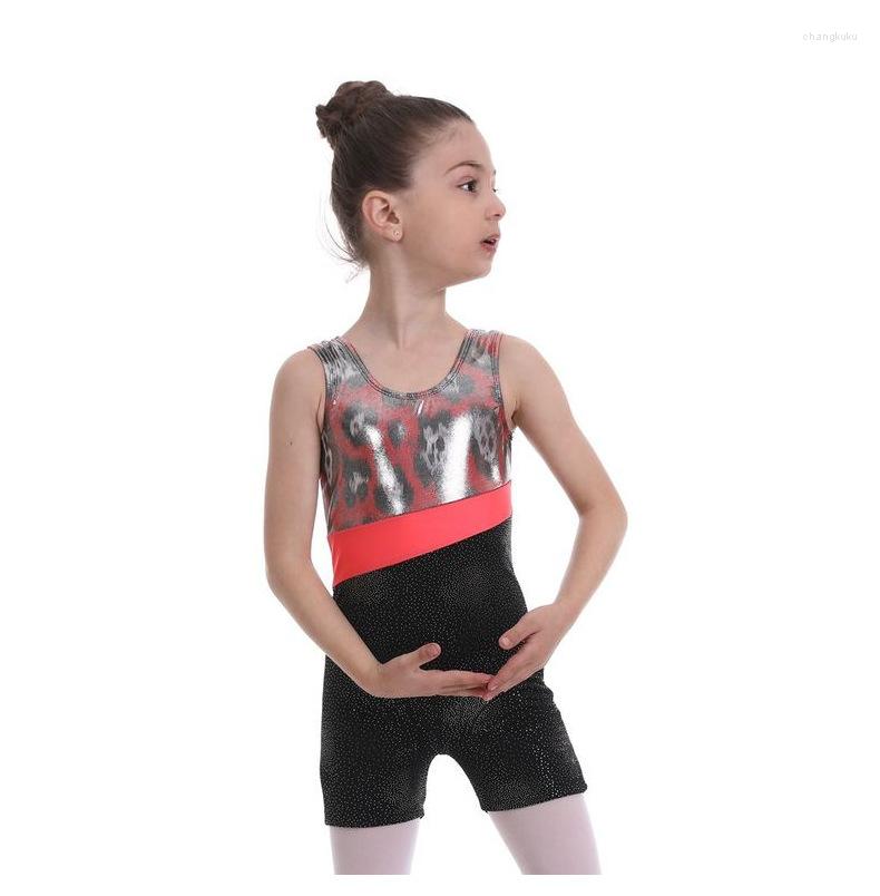 

Stage Wear Gymnastics Leotard Girls Rave Tank Gymnastic Holographic Biketard Metallic Sportswear For Kids, Beige