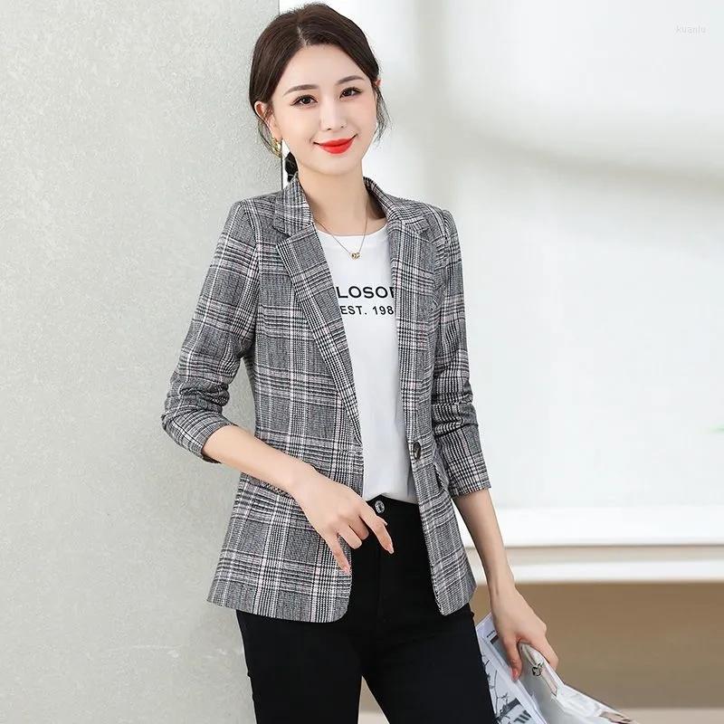 

Women's Suits Plaid Blazer Coats Women Fashion 2023 Spring Autumn Long Sleeve All-match Casual Suit Woman Jacket Outerwear
