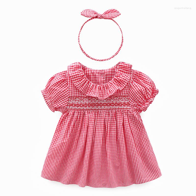 

Girl Dresses Style Summer Baby Party And Wedding 1 Year Birthday Dress Plaid Infant Princess Clothes 2, Red