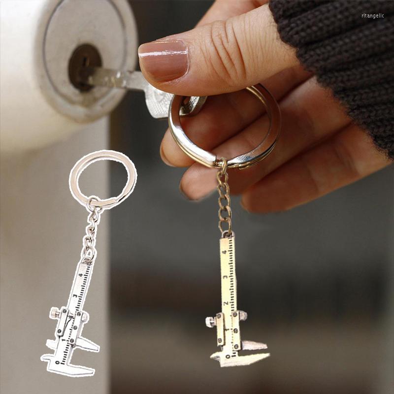 

Keychains Fashion Mini Car Keychain Vernier Caliper Portable 0-40mm Measuring Gauging Tools Turbo Key Chain Ring Ruler