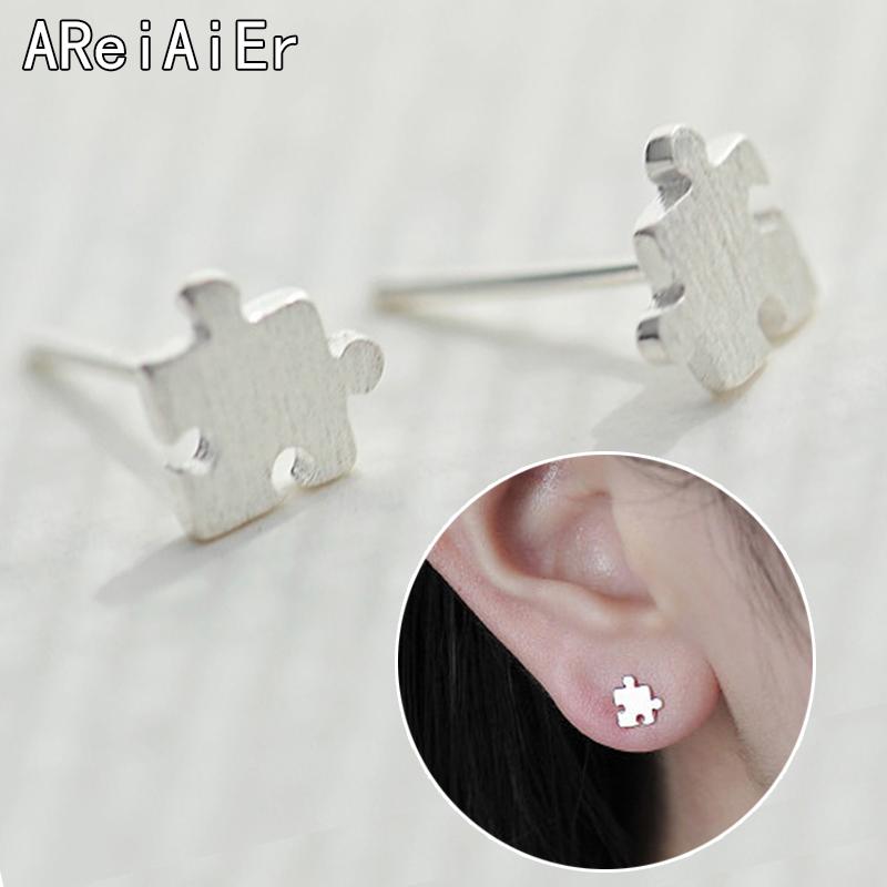 

Stud Earrings Stainless Steel Jigsaw For Women Girls Fashion Minimalist Puzzle Earings Party Jewelry Accessories Bijoux