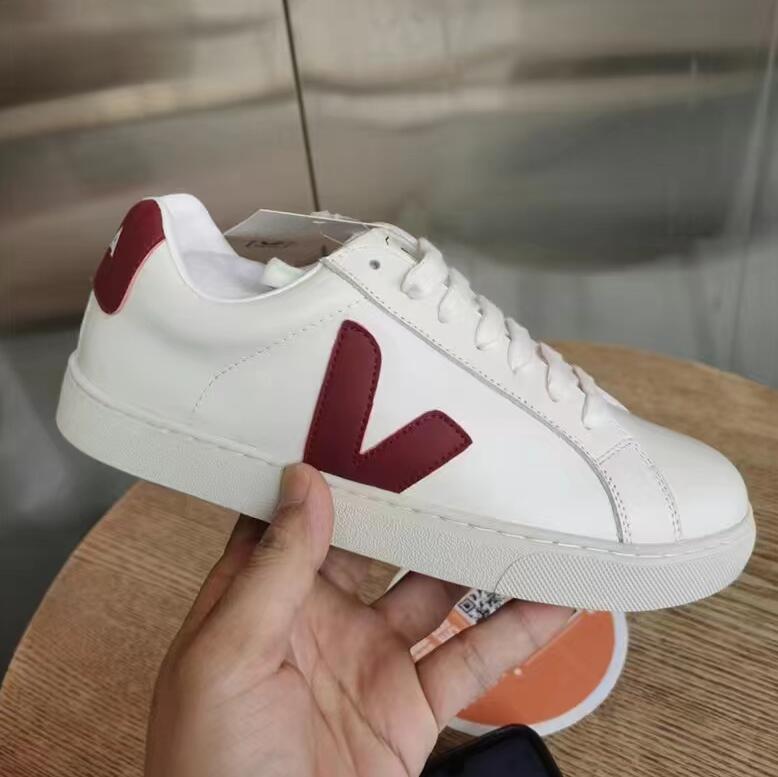 

2023 Veja Shoes Womens Sneakers Shoes Men 'S Classic White Unisex Fashion Couples Vegetarianism Style Original Veja Campo Size 36-45, Red