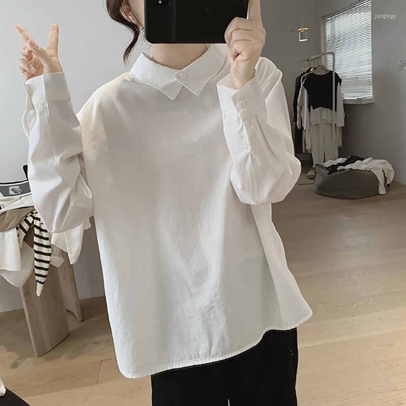

Women's Blouses Youth Clothes Spring Blouse Women Brief Solid Loose Long Sleeve Shirts Tops Woman Korean Fashion Kawaii Cotton Femmes, Khaki