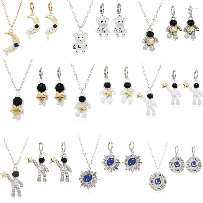 

Necklace Earrings Set Spaceman Pendant And Earring Fashion Enamel Milky Way Space Jewelry Gift For Women Astronaut Romantic, Picture shown