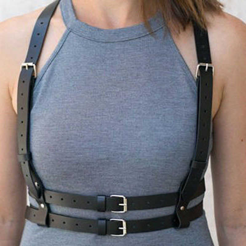 

Waist Chain Belts Buckles Men's Women's Double leather belt strap, Black