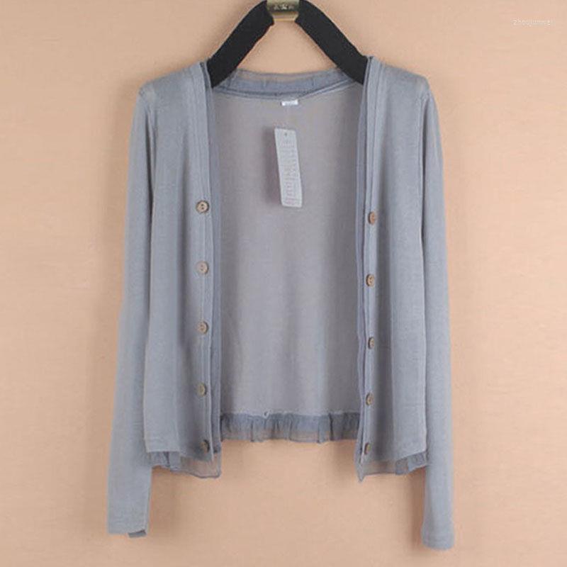 

Women's Knits Knitting Cardigan Sweater Women Spring Summer 2023 Loose Long Sleeve Thin Shawl Coat Female Sunscreen Shirt Women's Tops, White