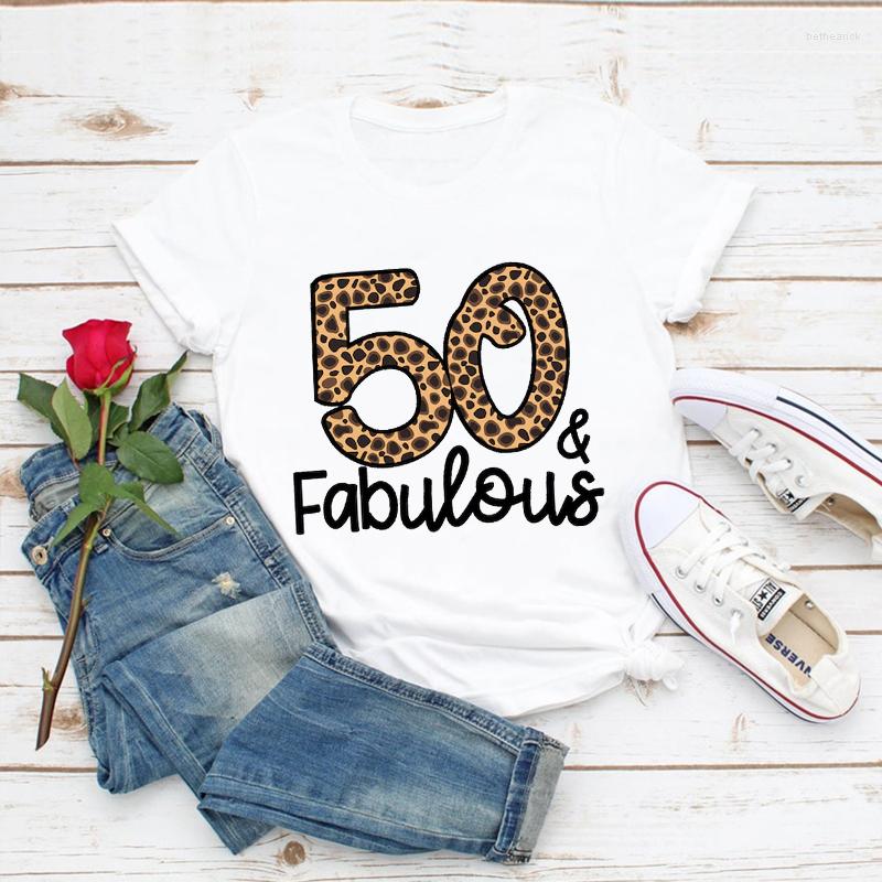 

Women' T Shirts 2023 Leopard Number 30 40 50 60 70 80 Happy Birthday T-Shirt Fabulous Shirt Women Clothes Female Clothing 90s Tees Top, 0000