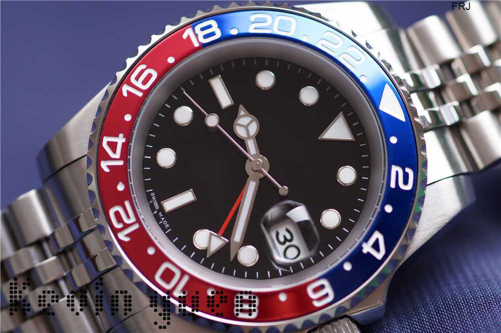 

Designer Rolax Watches Mens Mechanical Automatic Wristwatch Blue Red Ceramic Bezel Stainless Steel Pepsi Movement frj J726