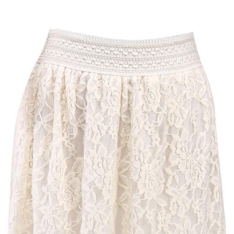 

Skirts Good Quality 2023 Autumn Fashion Womens Lace Skirt Double Layer Elastic High Waist Elegant Ladies Maxi Long Wild, Beige
