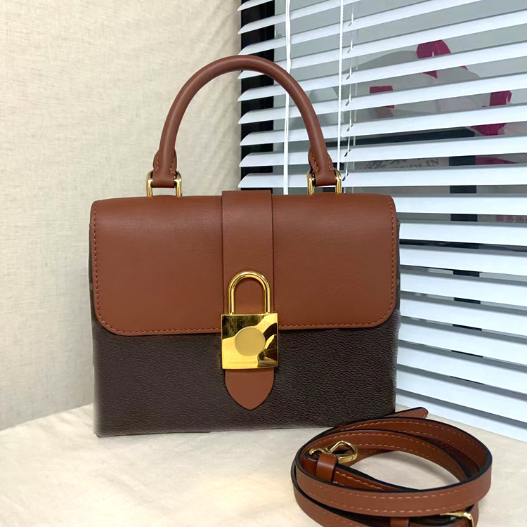 

Genuine leather clutch tote flap satchel Bag M44322 locky bb Luxury Designer pochette Women's men fashion Magnetic Padlock handbag real crossbody Shoulder Bags, Mon0gram brown