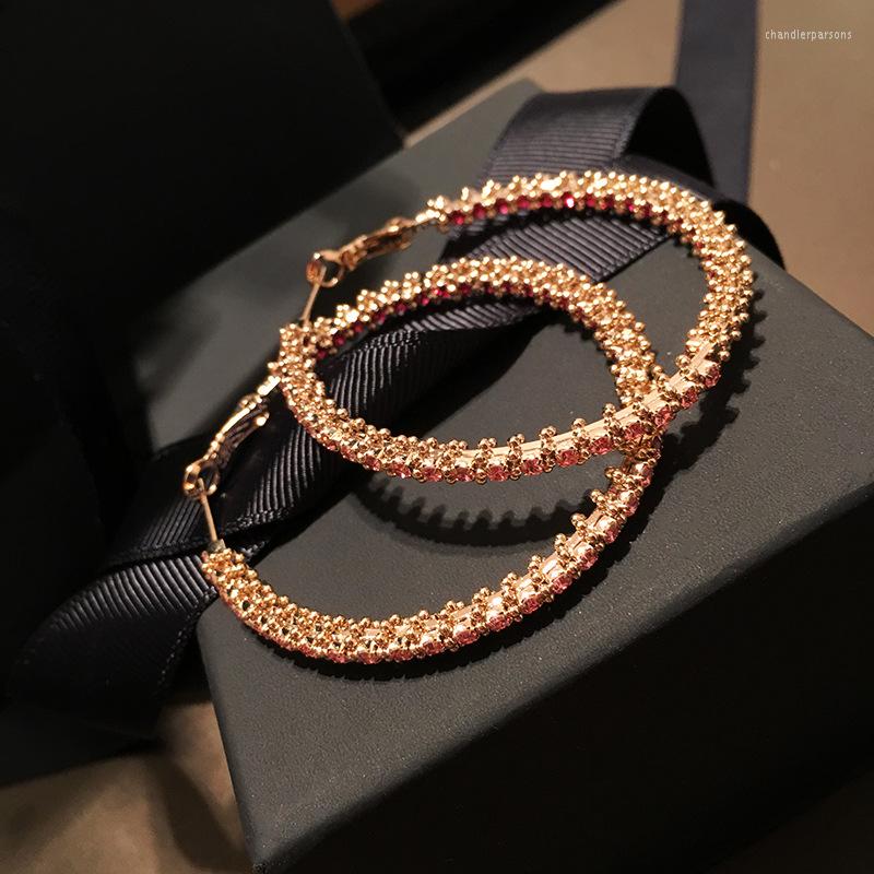 

Hoop Earrings Luxury Fashion Rhinestone Round Vintage Jewelry For Woman Party Gift