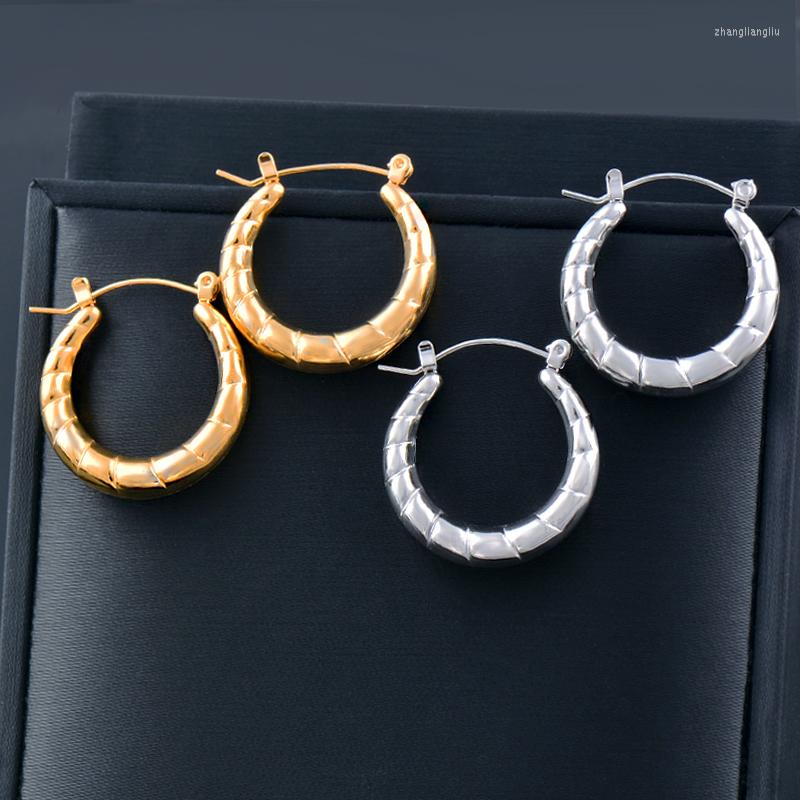 

Hoop Earrings SINLEERY Punk 316L Stainless Steel For Women Hollow Round Gold Silver Color 2023 Jewelry Accessories ES340 SSK