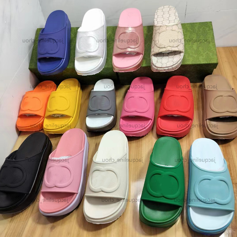 

Platform Slippers Luxury Designer Sandals For Woman Men Fashion Thick Bottom Macaron Fashion Slides Beach Sandels With Box, 9#