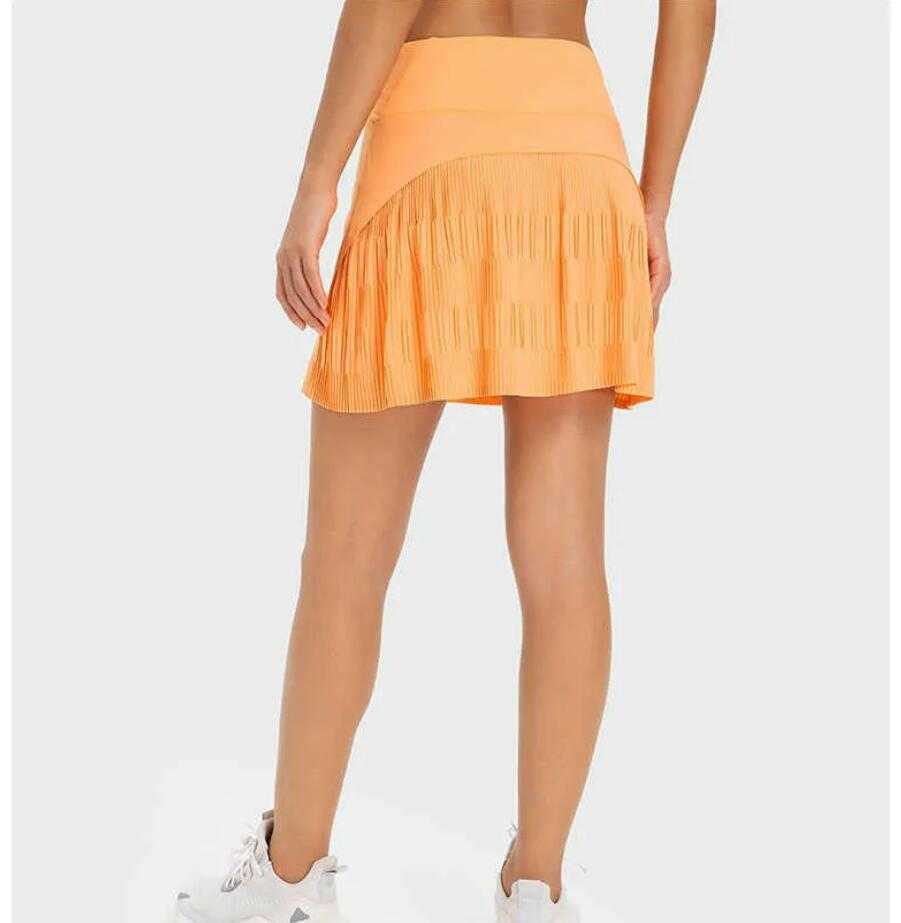 

LU-331 Quick-drying Pleated Tennis Skirt Built-in side Pocket Anti-light Yoga Shorts for Women Underwear Gym Clothes, Black