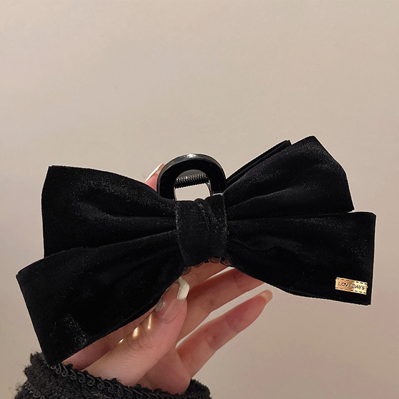 

Brand bow hairpin back head pan hair grab clip fashion everything shark clip hair accessories female, Black