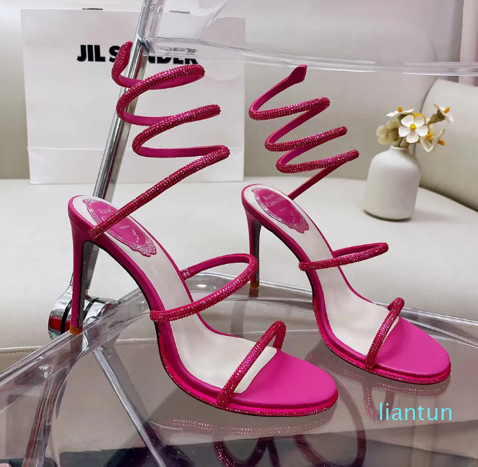 

2023 sandals Rene Caovilla Cleo 95mm Evening shoes women's high heels Ankle Wraparound luxury designer factory, 28#