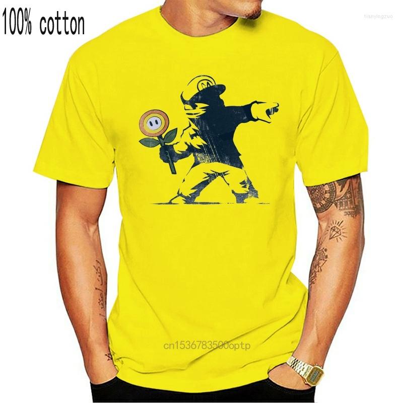 

Men's T Shirts Round Neck Cool Man's T-shirt 2023 Brand Men Banksy Flower Summer Fit Slim Cotton Sportswear T-shirts, White