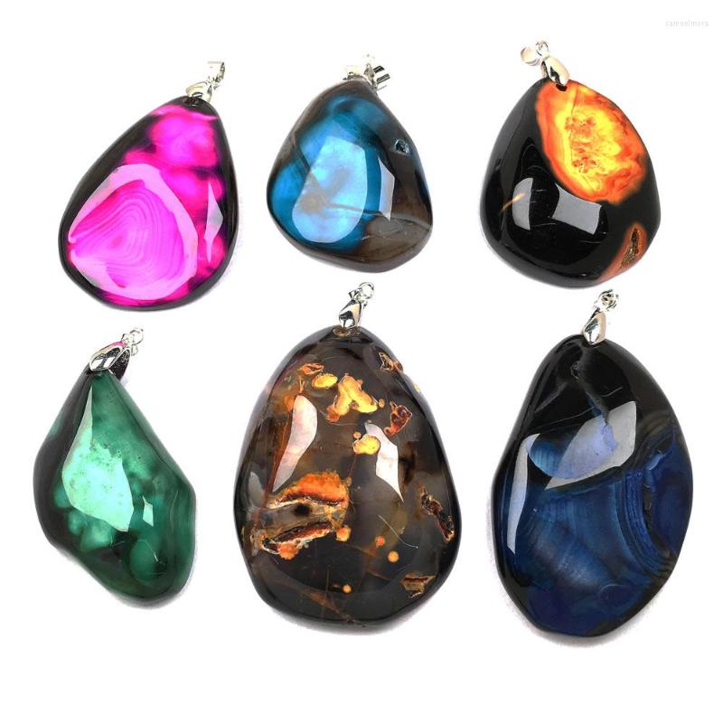 

Charms Natural Stone Agates Pendants For Jewelry Making DIY Necklaces Accessories Size 40x60mm