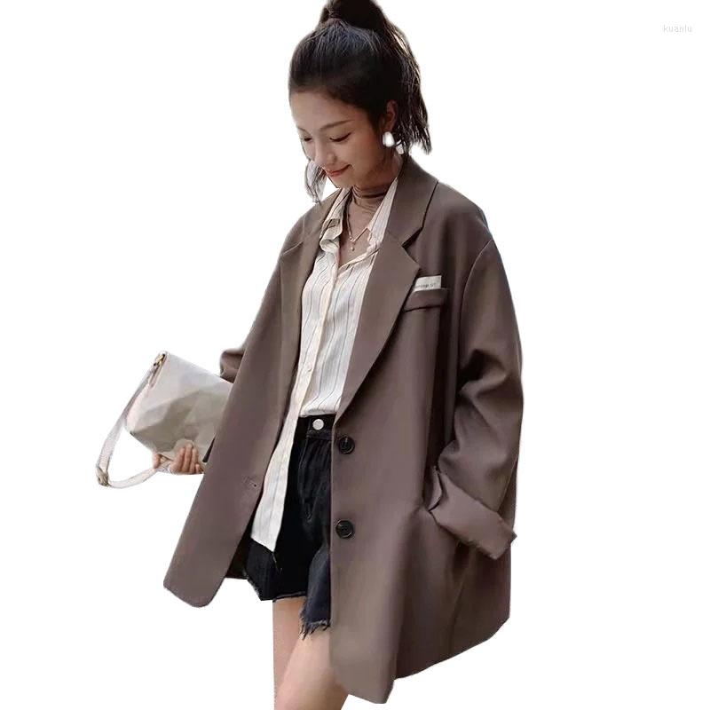 

Women' Suits Spring Autumn Women Blazer Fashion Korean Loose Long Sleeve Student Suit Coat Lady Casual Jacket Tops Outerwear, Grey