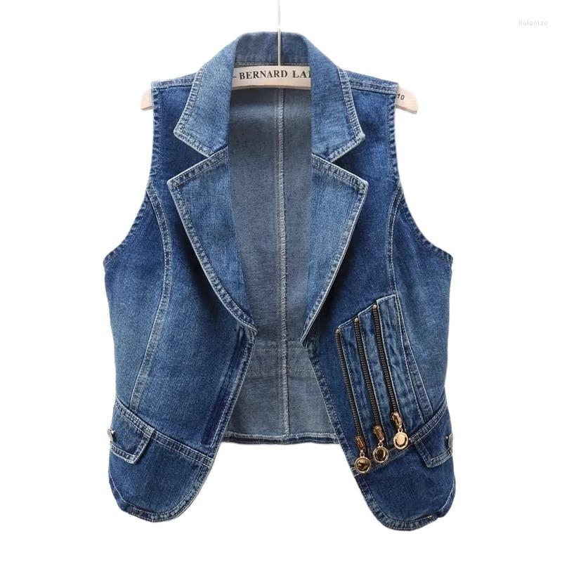 

Women' Vests 2023 Denim Vest Jacket Women' Autumn Sleeveless Jeans Waistcoat Women Short All-match Casual Jackets Ladies Tops, Blue