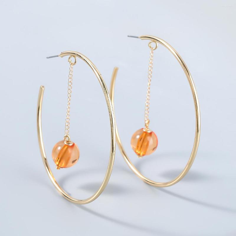 

Hoop Earrings Fashion Gold For Women Accessori Trendy Korean Round Unusual Long Chain Dangle Cute Crystal Beads Vintage