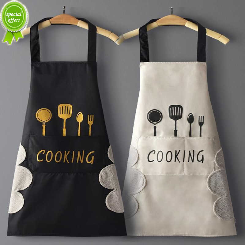 

New Hand-wiping kitchen Household Cooking Apron Men Women Oil-proof Waterproof Adult Waist Fashion Coffee Overalls Wipe Hand Apron