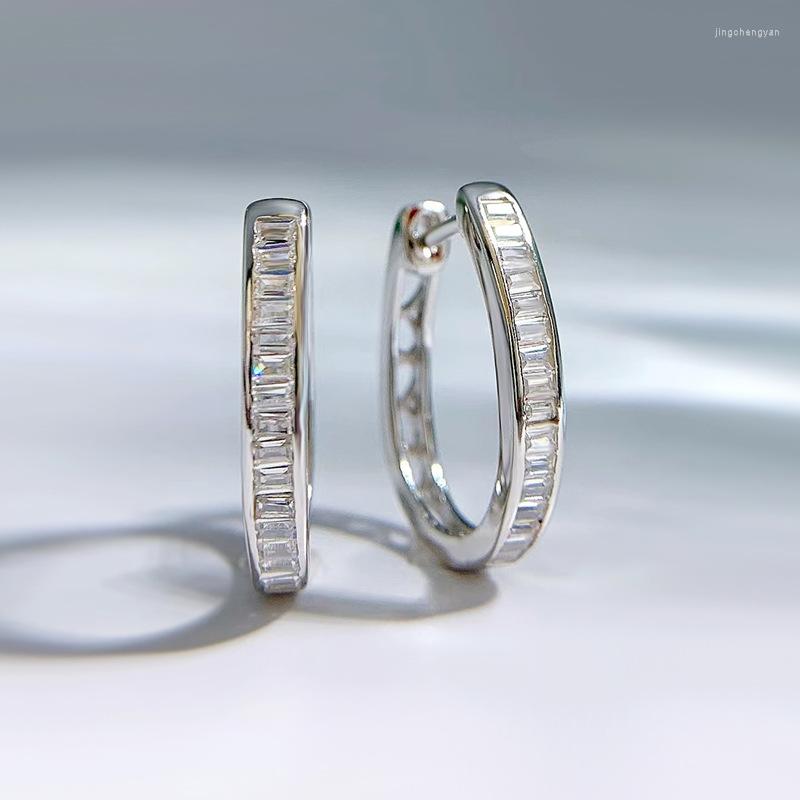 

Hoop Earrings Lover Heart Moissanite Diamond Earring Real 925 Sterling Silver Party Wedding For Women Engagement Jewelry