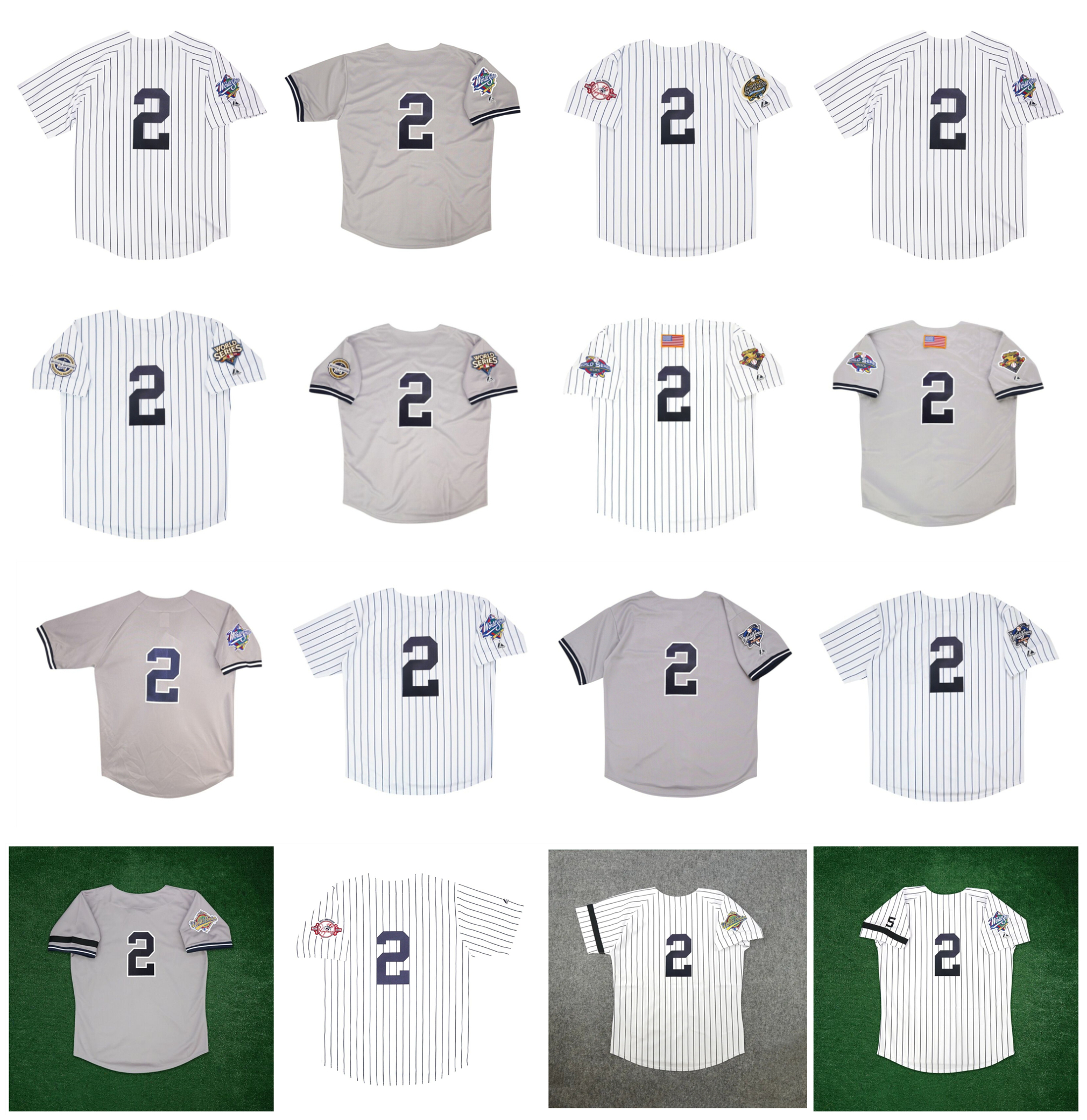 

Yankees Derek Jeter Jersey World Series 1996 1998 1999 2000 2001 2009 New Baseball Jerseys York Grey White Size S-XXXL, As pic