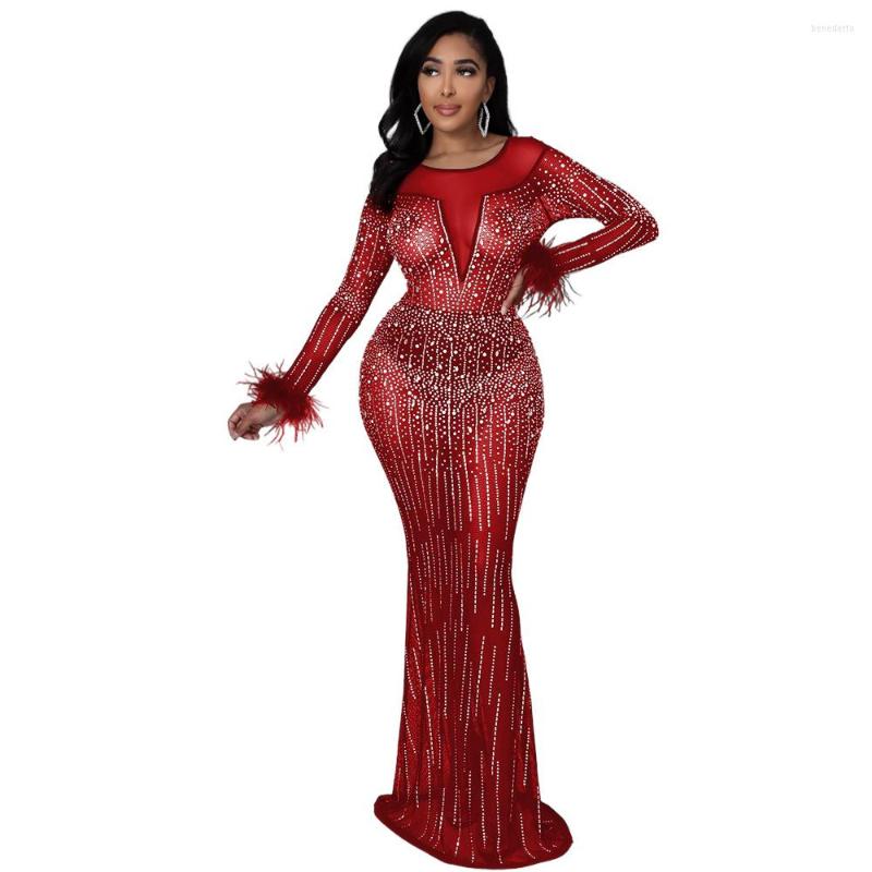 

Casual Dresses 2023 Women Red Mermaid Sequins Evening Party Dress Long Sleeve Sexy Clubwear Maxi Vestidos, Black