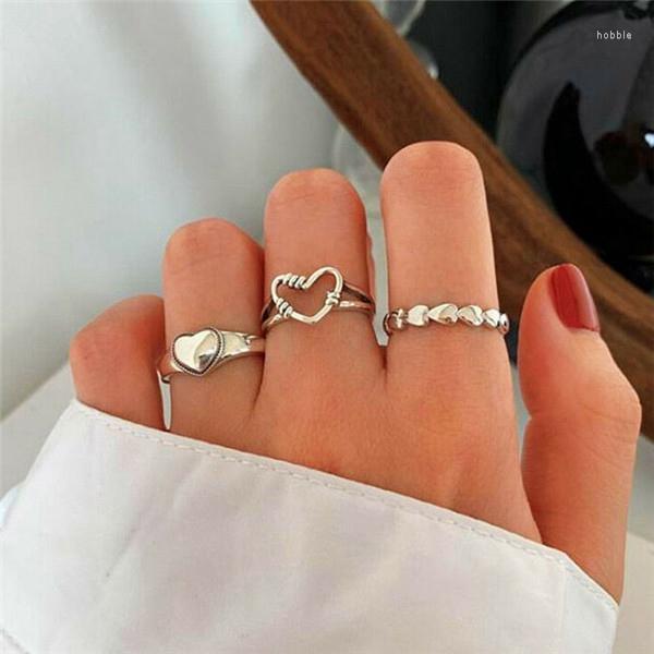 

Wedding Rings Ring Jewellery Adjustable Fashion Gift Silver Plated Girls Vintage Heart Womens