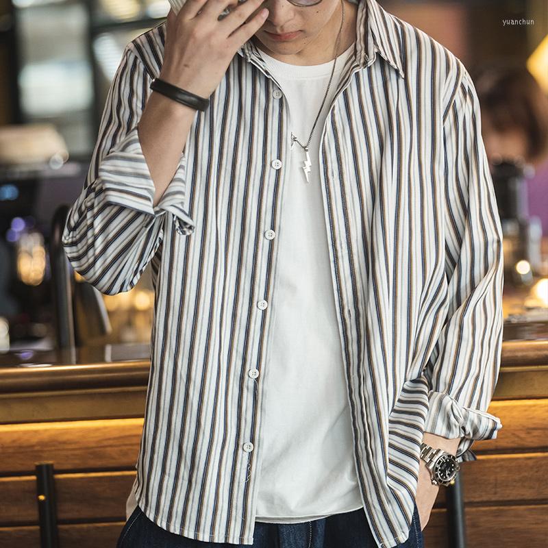 

Men' Casual Shirts Maden Vintage TR Fabric Striped Long-sleeved Classic Business Handsome Shirt Men' Free Ironing Blouse Halloween Top, Mi ka stripe
