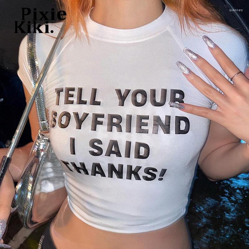 

Women' T Shirts PixieKiki Graphic Tee Harajuku Streetwear 2000s Clothes Y2k Slogan Print Funny Tshirts Summer Crop Tops White Black