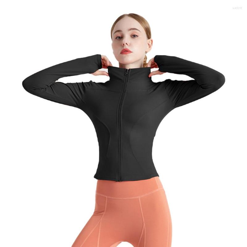 

Women' Jackets Fall/Spring Long Sleeve Slim Sports Yoga Jacket For Women Solid Stand-up Collar Quick-Dry Running Fitness Workout Zipper