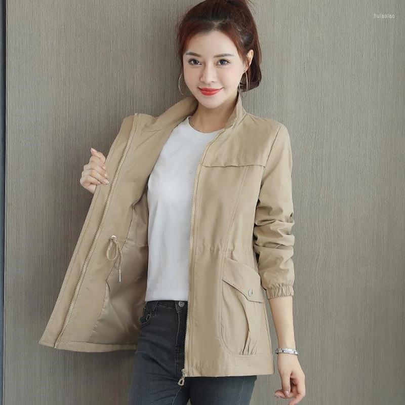 

Women' Trench Coats 2023 Autumn Fashion Women' Windbreaker Korean Wild Stand-Collar Short Jacket Female Basic Coat Lining Outwear, Yellow