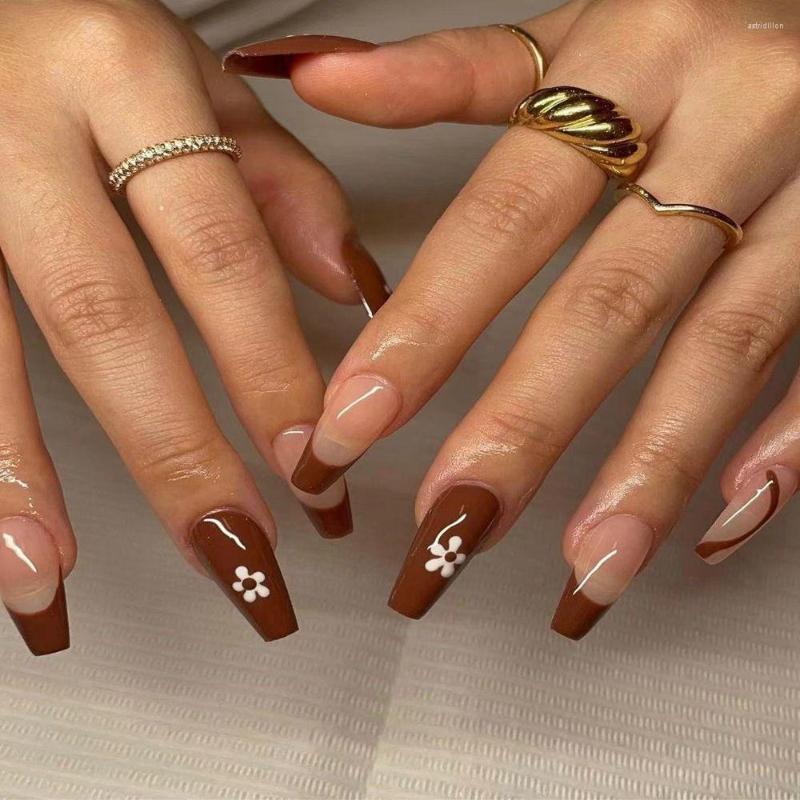 

False Nails 24pcs/Box Ballerina Artificial Detachable Manicure Tool Fake Wearable Nail Tips Coffin, 03