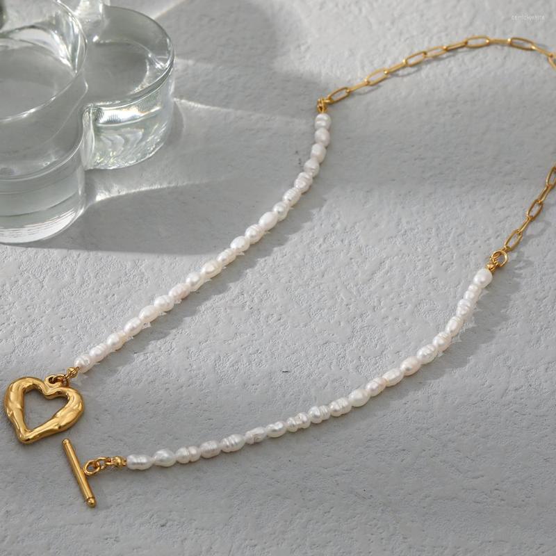 

Pendant Necklaces Natural Freshwater Pearl Heart Necklace Waterproof Non-Tarnish Stainless Steel Statement Jewelry Accessories