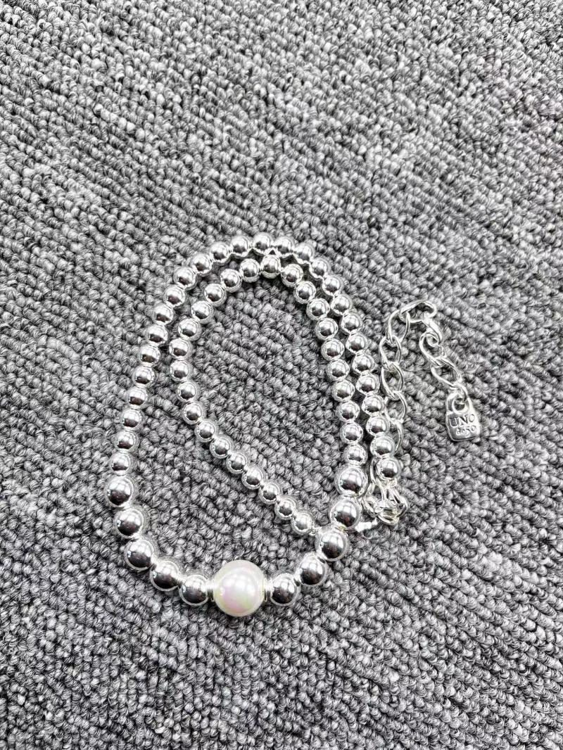 

Chains U NOde50 2023 Original Fashion Electroplated 925 Silver Pearl Bead Necklace Simple Jewelry Gift
