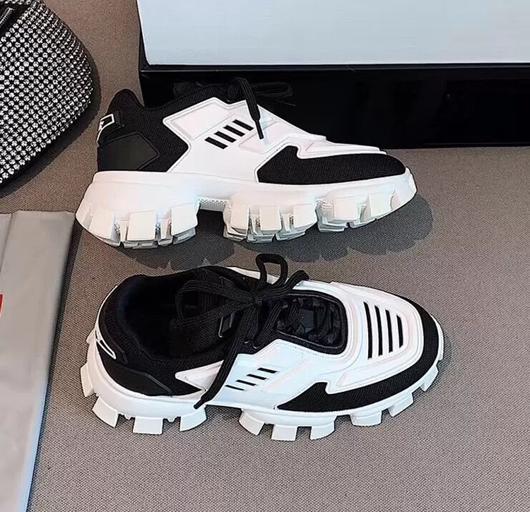 

designer luxury black platform Casual Shoes sneaker women lacing heavy sole men beige thick leather the size 35-45