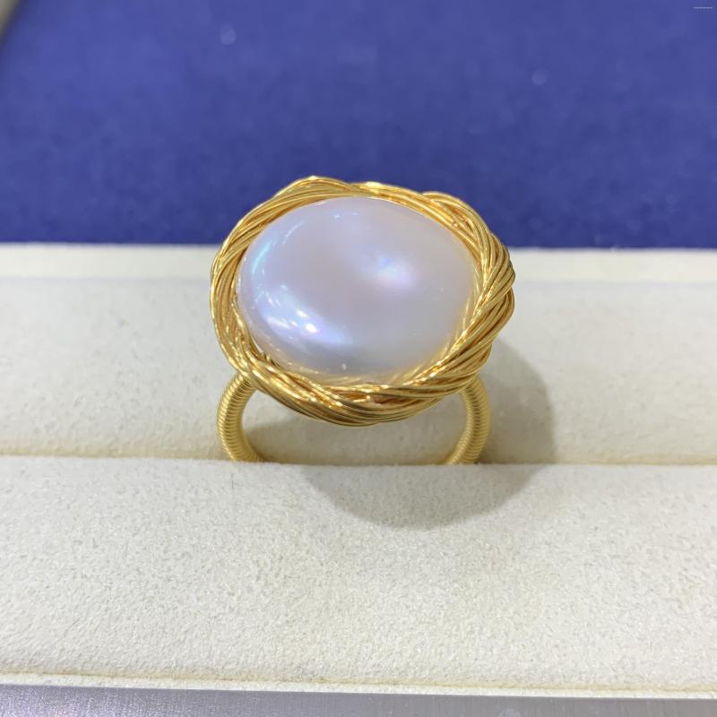 

Cluster Rings Natural Freshwater Pearl Ring Adjustable Button Shape Pearls Open For Women Love Wedding Band Jewelry Gifts Wholesale Lot