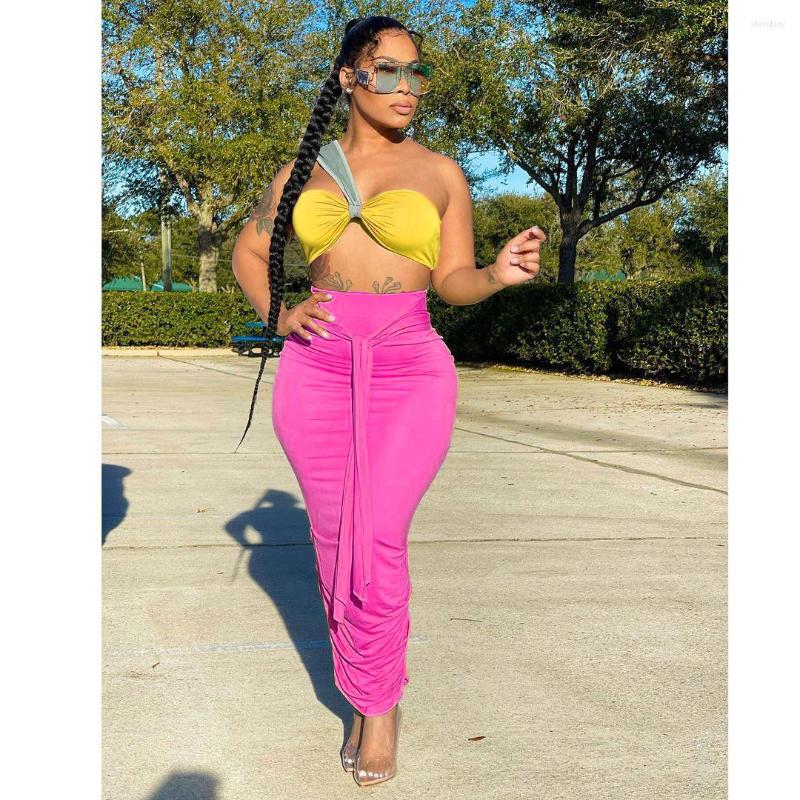 

Work Dresses Zoctuo Dress Sets Elegant Skirt Set For Women Summer 2023 Skirts Outfits Straps Woman Lady Female Patchwork Color, Yellow