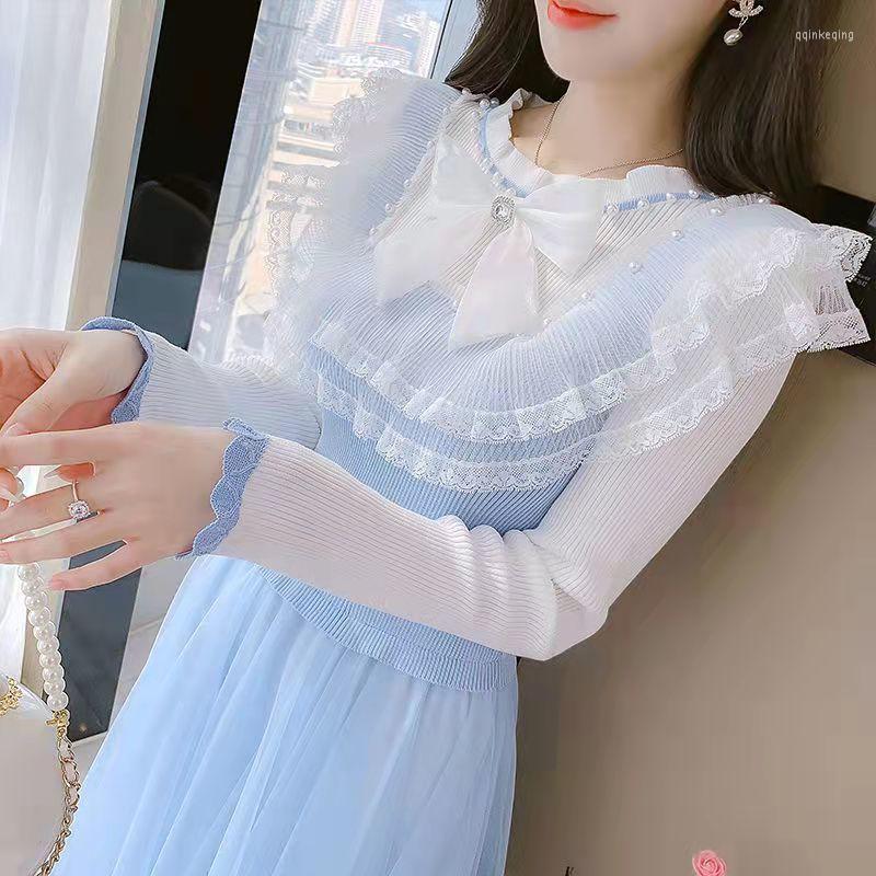 

Casual Dresses Early Spring Lace Knitted Dress Women' Clothing 2023 French Style Waist Slim Temperament Long Skirt, Black